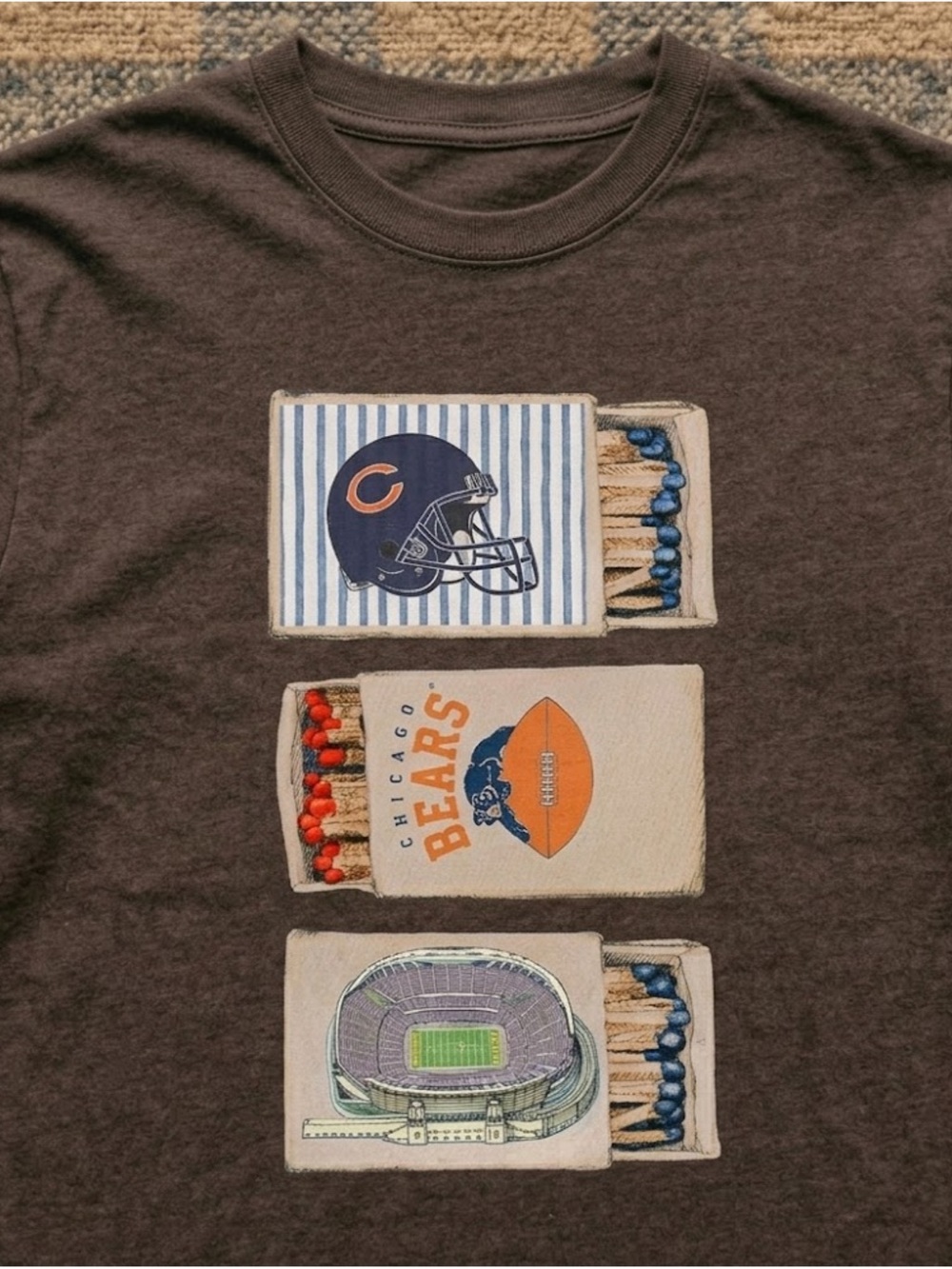 Gildan Brown Chicago Bears Matchbox T-Shirt